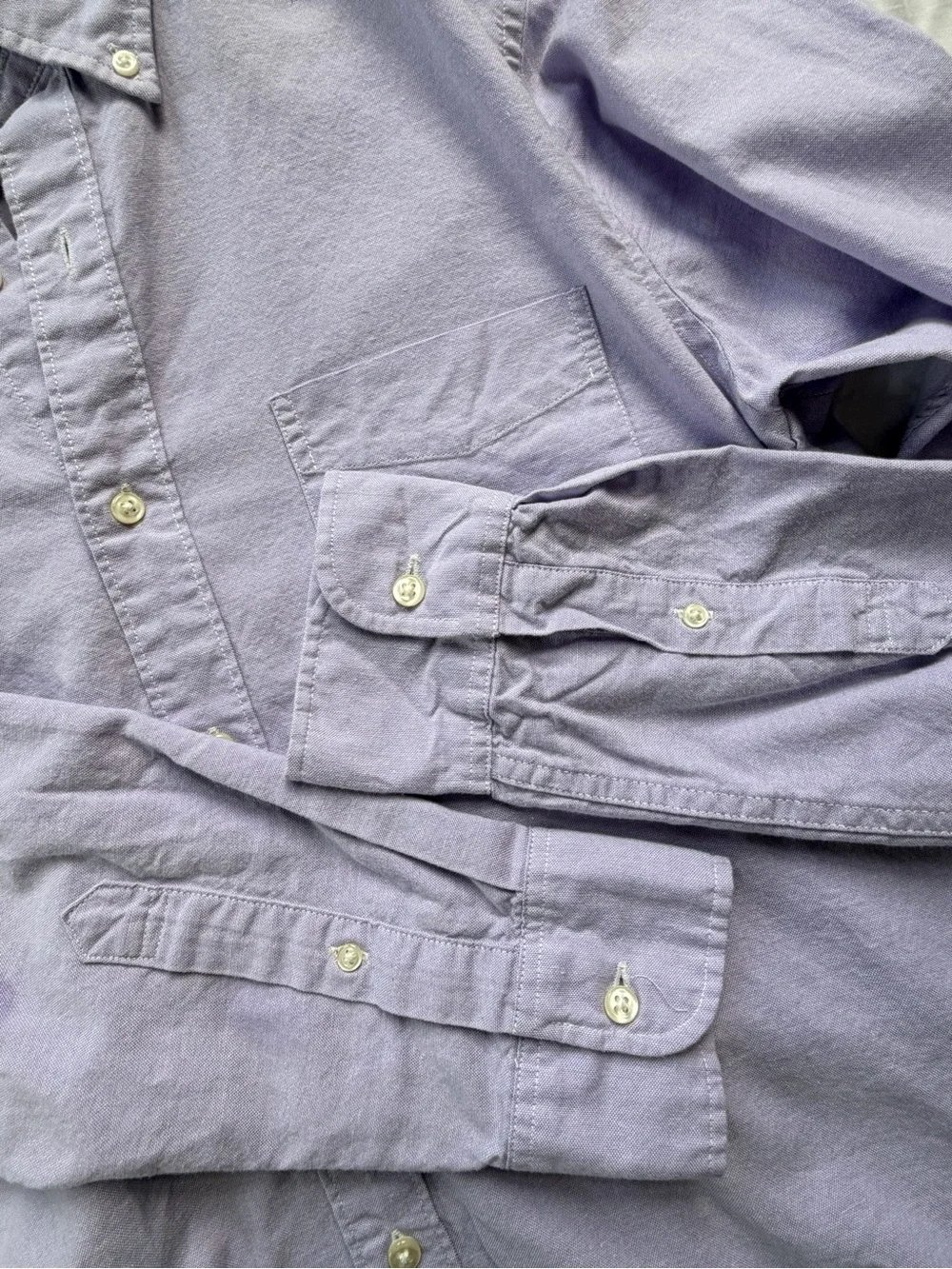 J. Crew Men's broken-in Lavender Button-Down slim fit Oxford Shirt